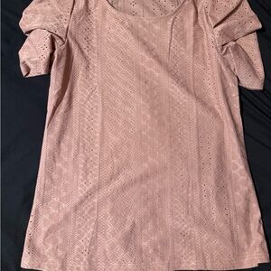 Lot of 2 Women’s  Eyelet Lace Blouses - 1 Pink and 1 Gray/Green